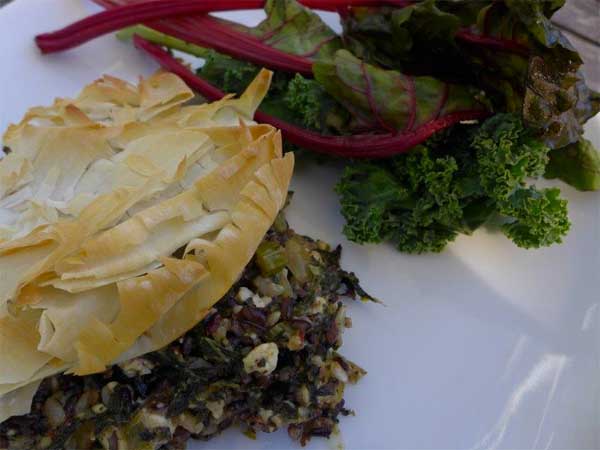 Black Sticky Rice and Spinach Pie